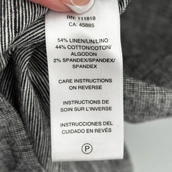 Michael Kors Linen Frayed Sleeve Snap Button Drawstring Dress Black Size Large - Picture 9 of 9